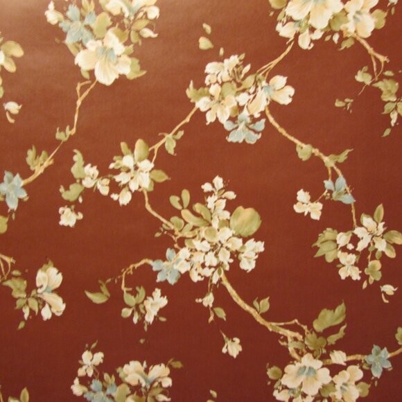 Vintage 1980s Brown Floral Wallpaper - Picture 5 of 11